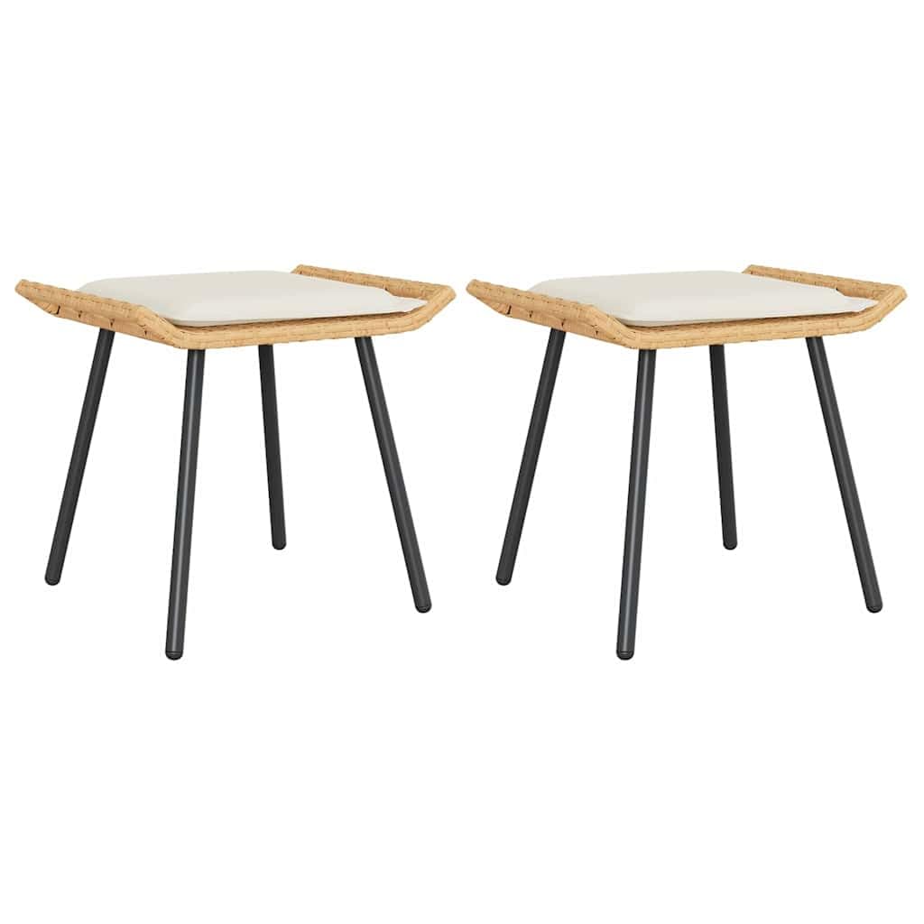 Tabourets de jardin 2 pcs Naturel 50x40x45 cm Rattan synthétique