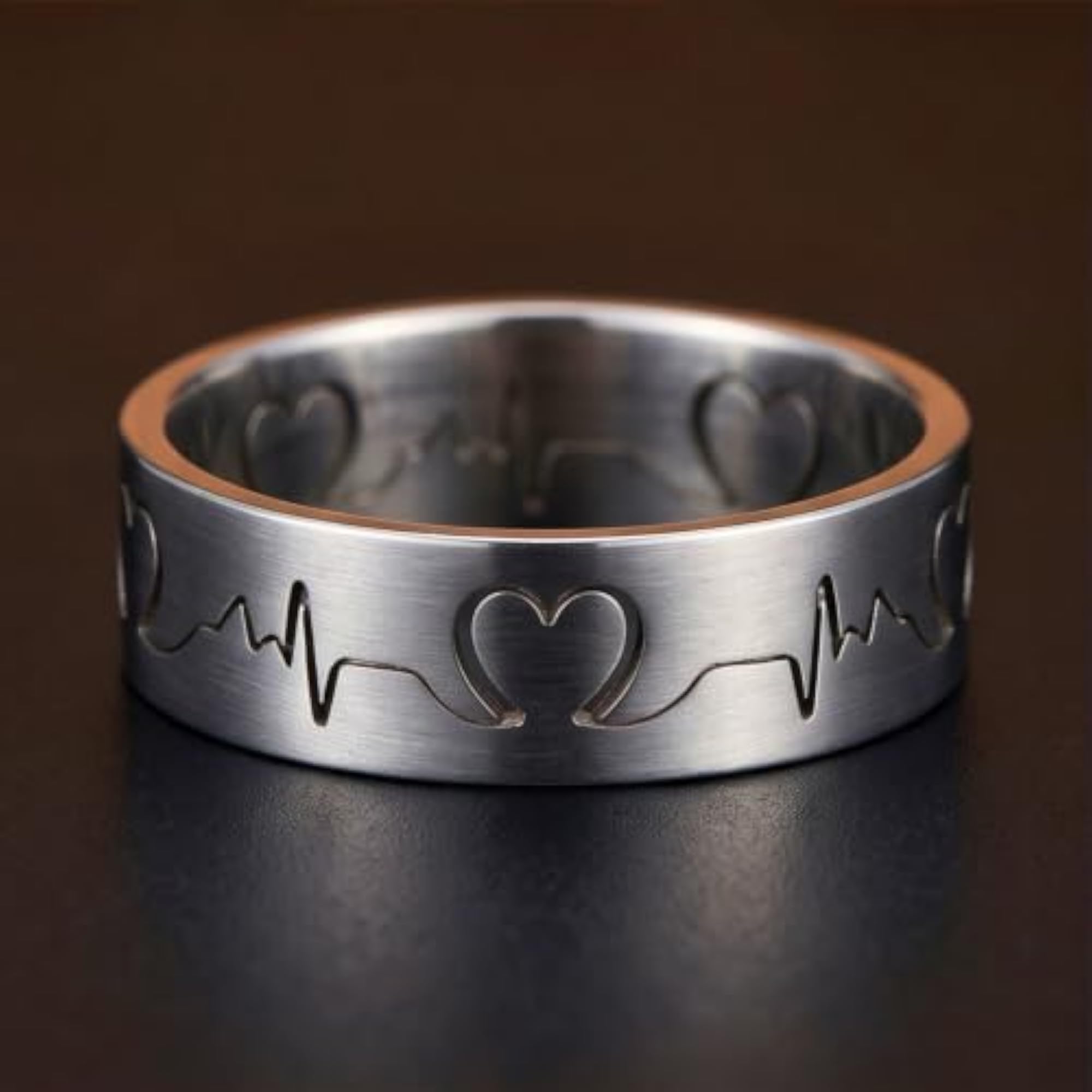 Heart Rhythm Pure Stainless Steel Ring