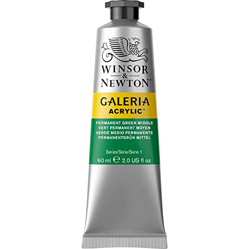 Image of Winsor & Newton Galeria Acrylic Colour - Tube of 60 ML - Permanent Green Middle (484) - Highly Pigmented Lightfast Artists' Acrylic Paints for Canvas, Wood, Fabric & Paper - More Colours Available