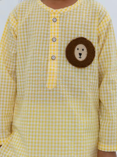 Image of POLKA TOTS 100% Cotton Traditional Nightwear Kurta Pyjama Set | Unisex Night Dress for Kids Girls & Boys | Summer Night Suits for Kids | Ethnic Indian Nightsuit | Cotton Night Suit Combo Set for Baby