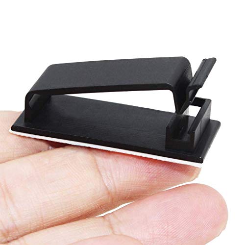 SOULWIT 50Pcs Self Adhesive Cable Management Clips, Cable Organizers Wire Clips Cord Holder for TV PC Ethernet Cable under Desk Home Office (Black) by SOULWIT - Image 3