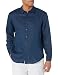 Cubavera Men's Linen Long Sleeve Front Tuck Woven Shirt, Dress Blues, Large