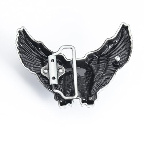 Handmade Men's Western Leather Snap Belt With Engraved Flying Eagle Silver Buckle, 1.5" Wide (3.8cm) For Jeans2