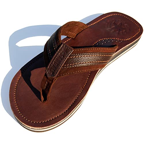 SEESTERN Herren Leder Zehentrenner Zehensandale Zehensteg Sandalen Gr.40-50/1964.bw Braun EUR 42
