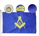 MIDLE Double Sides Freemason Masonic Flag 3x5 Ft large Outdoor - Embroidered Square and Compasses House Decoration Mason Free Freemasonry Drapeau Banner 36” x 60“ Yard Gift