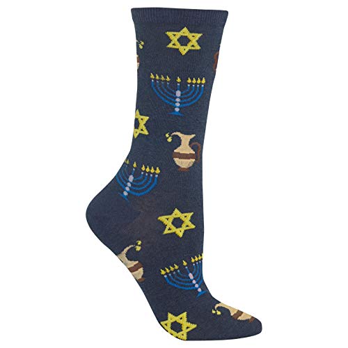 Hotsox womens hanukkah socks, denim heather, 1 pair, womens shoe …