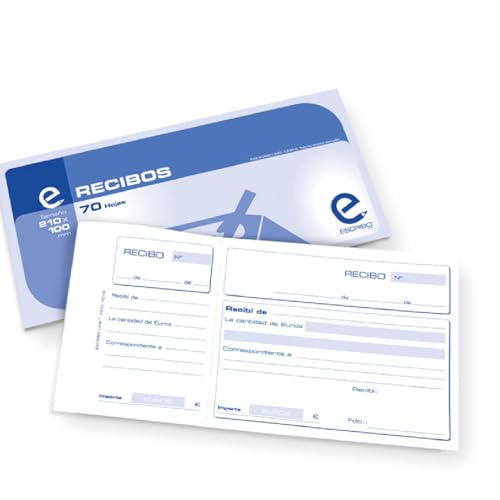 4 Talonarios de Recibos de pago en Español con 70 Hojas - Tamaño 21 x 10 cm - 1 Color Horizontal - Ideal para Taxis, Bares, Restaurantes.