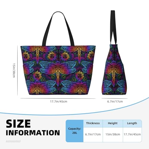 VOSERY Large Beach Bags Waterproof Sandproof - Mandalas Dragonfly Cute Beach Tote Bags for Women with Zipper2