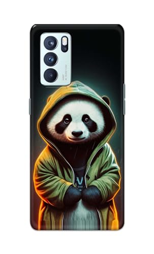Image of Printed Hard Back Cover Case for Oppo Reno6 Pro 5G Back Cover (Cartoon Panda) -1111