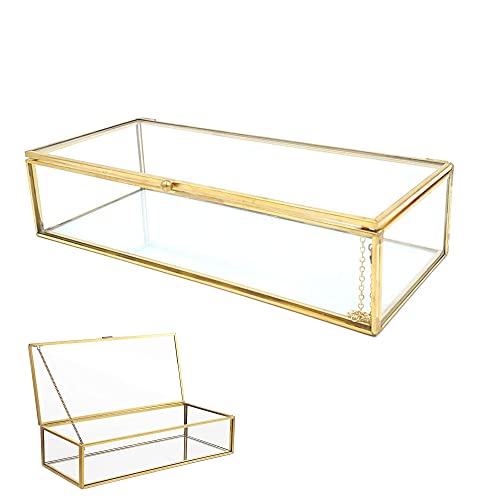 Schneespitze Cajas para Joyas de Vidrio,Caja Envase Geométrico,Organizador De CosméTicosCaja de Vidrio geométrica Adornos para Anillos Joyas Caja Transparente de Cristal Organizador de Caja