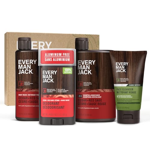 Every Man Jack Men's Bath and Body Gift Set - Cedar & Red Sage Scent - Clean Ingredients -...
