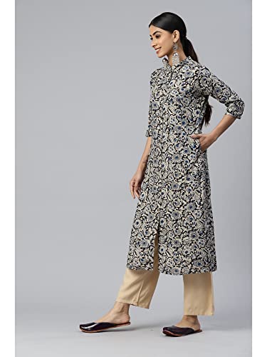 Image of Vbuyz Women's Floral Print A-Line Cotton Stitched Kurta