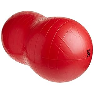 CanDo 30-1728 Exercise roll / motoric ball / peanut-shaped fitness ball – CanDo® Peanut Ball – red, 70 cm x 120 cm