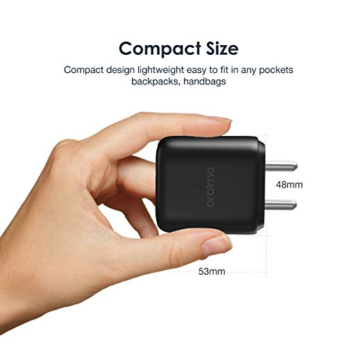 Image of Oraimo 22.5W USB C 2 Port Fast Charger with 18W USB-C Power Adapter Foldable Plug Compatible for Pixel, Galaxy, Airpods Pro and Tablets