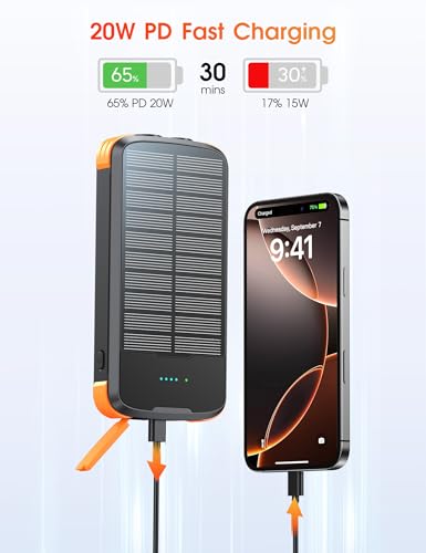 Cargador solar portátil Power Bank 40000mAh, carga rápida 20W miniatura 4