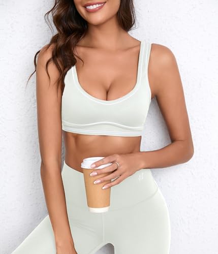 Image of Move With You Women Sweetheart Padded Sports Bra- Workout Fitness Square Neck Low Back Yoga Bra