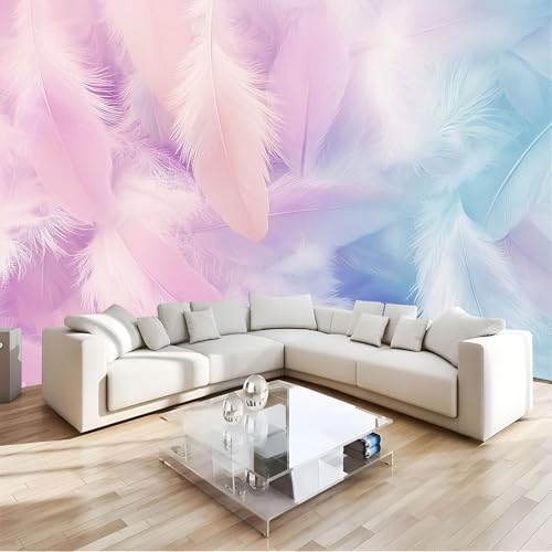 Papier peint plumes moderne JEDTAKCT pour masquer les murs ternes et agrandir une chambre en 3D