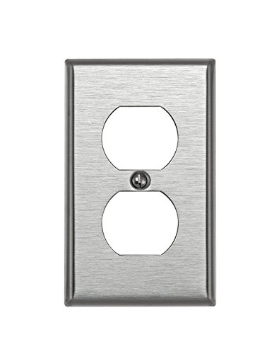 Leviton 1-Gang Duplex Device Receptacle Wallplate, Standard Size, Device Mount, Stainless Steel, 84003 - Additional View