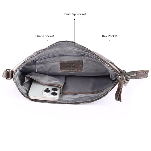 Image of LEDERBUCK Olga Women's Extra-Large Genuine Leather Crossbody Purse - Soft Triple-Zip Shoulder Bag