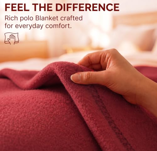 Image of HOMEKART 300 TC All Season Solid /Plain Lightweight Polar Fleece Double Bed Blanket (230 x 230 cm), Light RED