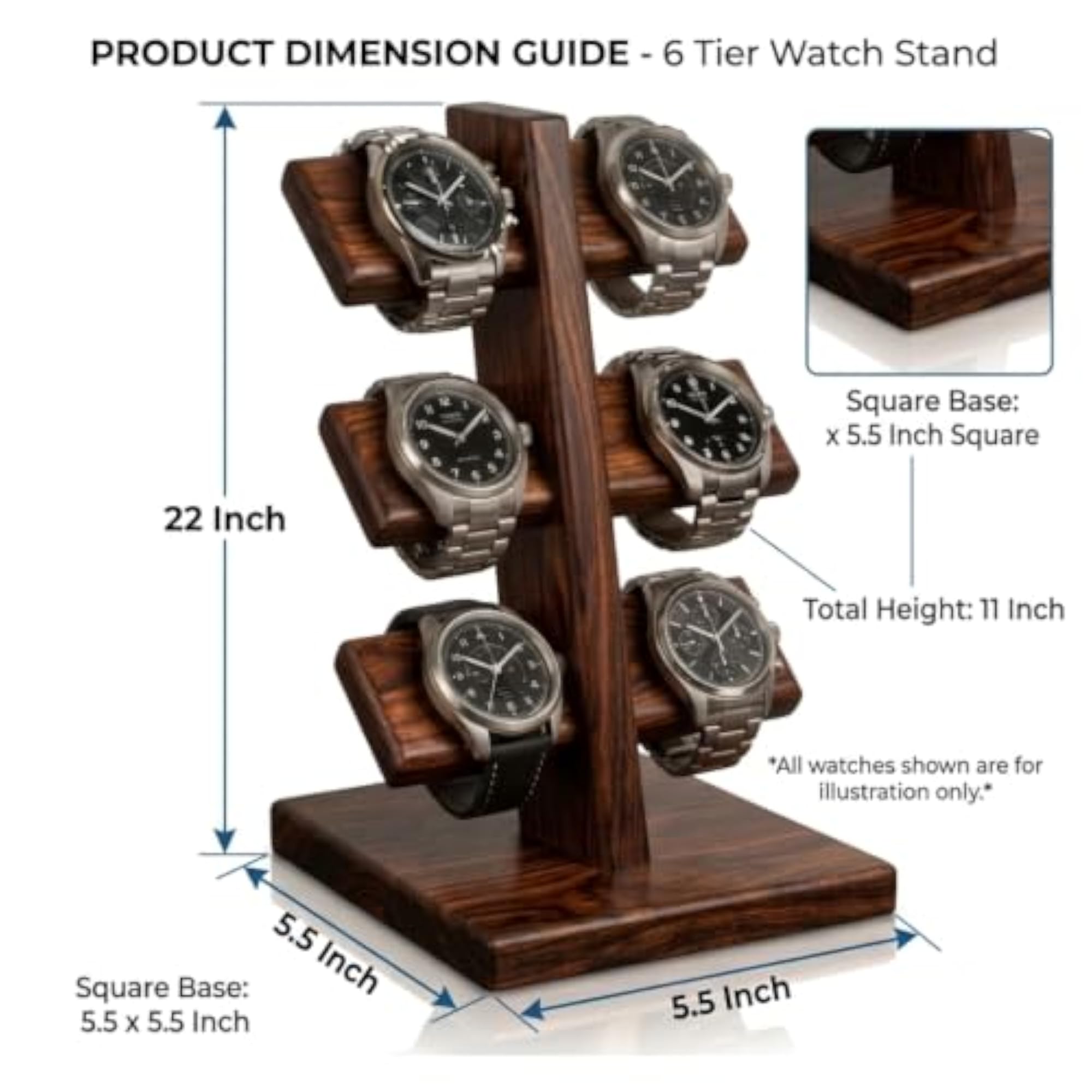 Artisan Series 6-Tier Sheesham Wood Watch Display Stand