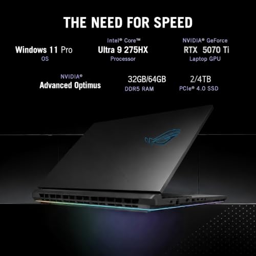 Image of ASUS ROG Strix G18 18 inch Gaming Laptop, Core Ultra 9 275HX, RTX 5070 Ti 12GB