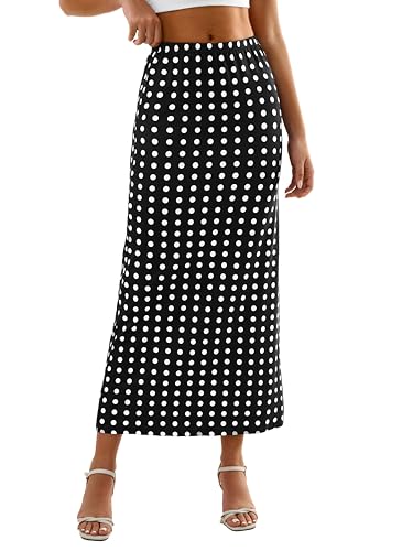SOFIA'S CHOICE Women's Polka Dot Maxi Skirt Vintage Retro A Line Club Flare Midi Skirt2