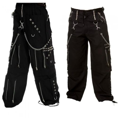 Gothic Men Black Chrome Trousers Punk Rock Studs Metal/Chain Trouser Pant/USA