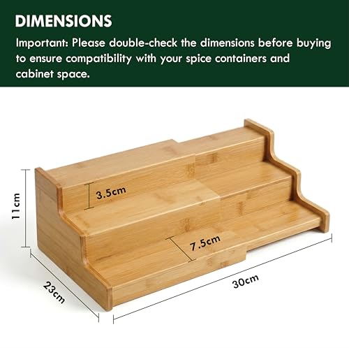 Image of Farmical 3-Tier Expandable Wooden Spice Rack Organizer for Kitchen (30-60cm) | Adjustable Step Shelf for Countertop & Cabinets | Multi-Purpose Masala Jar Storage Stand for Pantry & Cupboard