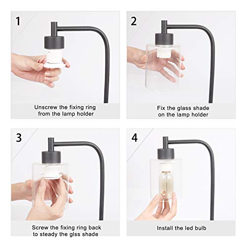 Innqoo Touch Control Table Lamp, 3 Way Dimmable Industrial Table Lamp with USB Charging Ports, Modern Nightstand Lamp, Metal Bedside Lamp for Living Room, Bedroom, Dorm (T45 Vintage Bulb Included)