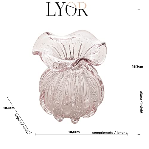 Vaso de Vidro Italy Rosa Claro 11,5cm x 13cm - Lyor