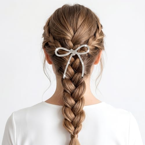 Pinzas para cabello con lazo de pedrería, 2 piezas miniatura 6