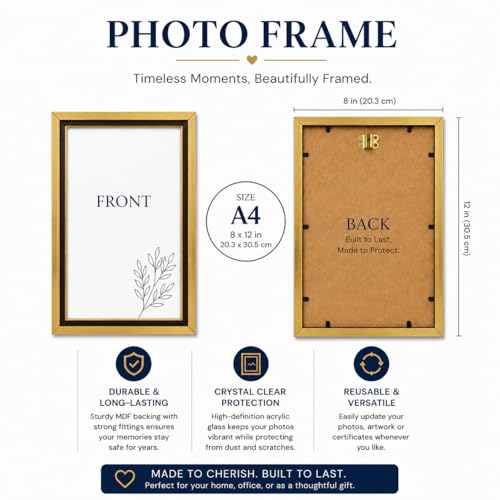 Image of Jesus With Child Wall Art Frame I Am With You Always Matthew 28 20 Christian Wall Decor Bible Verse Photo Frame Religious Gift Home Decor (12X8 Inch A4) GOLDEN COLOUR FRAME (MULTI COLOUR, Gold)
