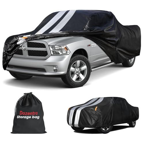 Image of Dodge Ram 1500 Truck Cover Custom Fit 2009-2026 Quad Cab Short Bed(6.1') with Door Zipper, 10 Layer Outdoor Heavy Truck Cover Waterproof All Weather, Car Tarp for Wind Dust Sun UV Protection.
