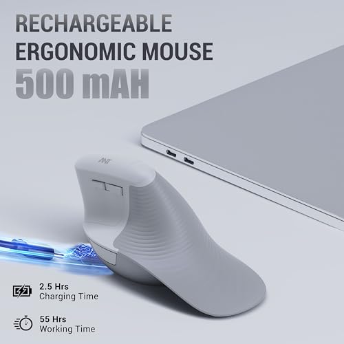 Image of Ant M200 Vertical Wireless Mice, Wireless Ergonomic, Rechargeable,5 Adjustable DPI, Silent 2.4GHz Optical Tunnel, USB Wireless Mouse for Laptop, PC White