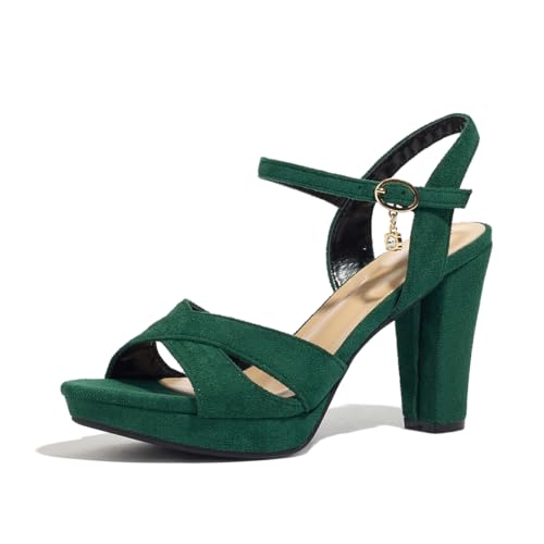 Block Heeled Platform Sandals Chunky Open Toe Shoes for Women