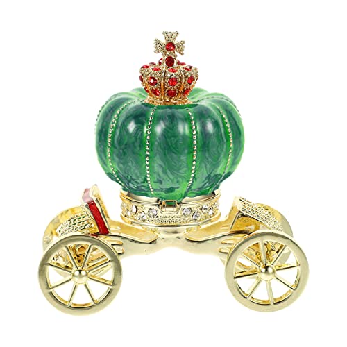 Boîte à bijoux de chariot à citrouille YXWYXWA en métal doré
