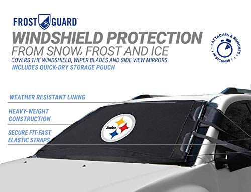 NFL Frost Guard Windshield Cover for Ice and Snow, Pittsburgh Steelers | Standard Size Car Windshield Frost Cover with Mirror Covers | Fits Most Cars, Sedans, Small Trucks, SUVs – 60 x 40 Inches - Thumbnail 7