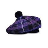 Scottish Tam o’ Shanter Hat Traditional Tartan Bonnet with Pom Pom | Acrylic Wool Flat Cap | One Size Fits Most (Pride of Scotland 015tcp)