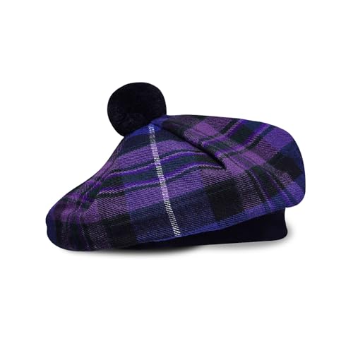 Scottish Tam o’ Shanter Hat Traditional Tartan Bonnet with Pom Pom | Acrylic Wool Flat Cap | One Size Fits Most (Pride of Scotland 015tcp)