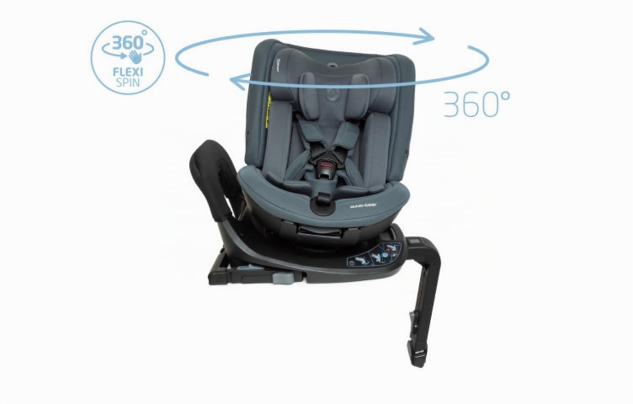 Maxi-Cosi Spinel 360 Plus i-Size, Silla coche bebé giratoria 360°multiedad, Digital Safety Indicator, 0-12 años (40-150 cm), Protección contra impactos laterales G-CELL, ClimaFlow, Authentic Graphite