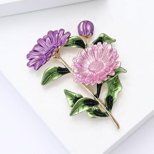 Image of Rhinestone Flower Brooches for Women Enamel Floral Brooch Lapel Pins for Mom Wife Elegant Dress Accessories Mother's Day Jewelry Gifts