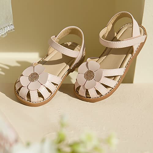 Image of Flaryzone Girls Sandals Closed Toe Summer Flats Dress Sandals Shoes Toddler /Little Kid