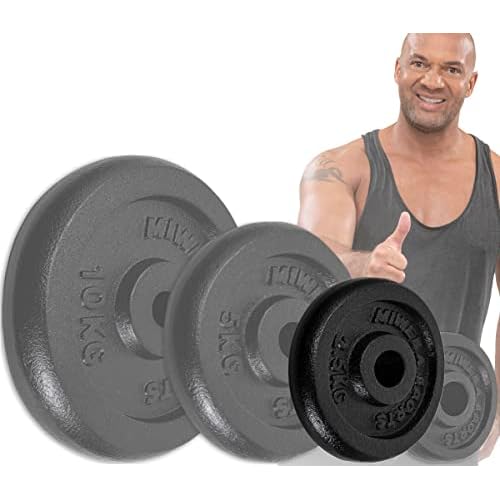 Miweba Sports Hantelscheiben Set HSG | Hanteln - 1.25-10.0 Kg Hantelscheibe - Hantel Scheiben - Gusseisen Gewichte - Ø 30/31 mm - Hantelset - Gewichtsscheiben - Hantelgewicht (4x 2.5 Kg)
