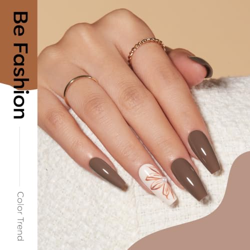 Image of modelones Nude Brown Gel Nail Polish Set, Beige Chocolate Caramel Skin Tone | 6 Fall Colors Neutral Khaki Shades, LED Soak Off DIY Home Salon, Gift for Women, Long-Lasting, Easy & Smooth to Apply