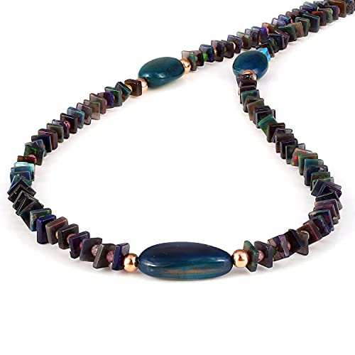 Collier opale d'Éthiopie noire véritable multi-tourmaline pour femme 50cm