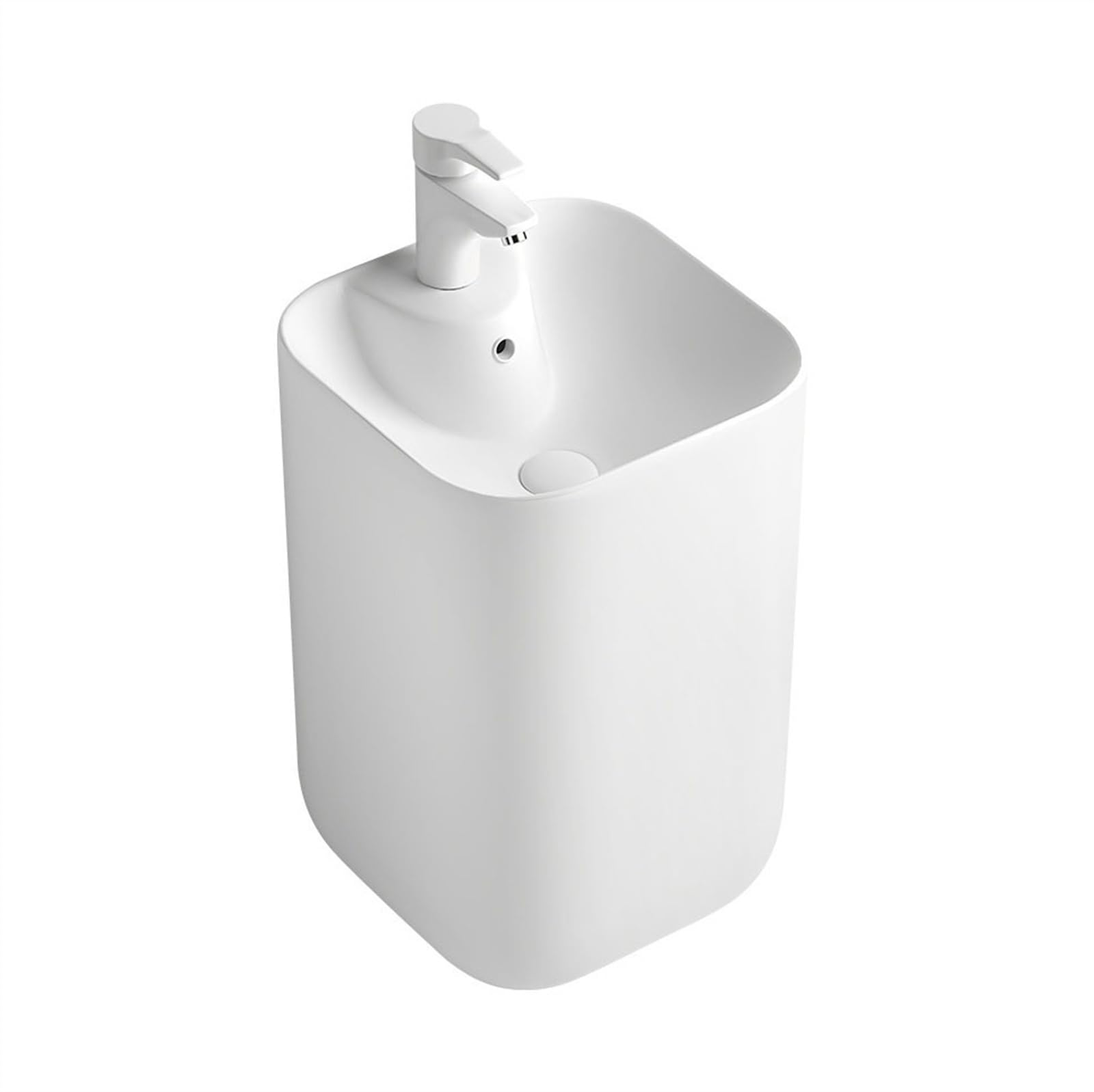 Zhaoj24-05 White Pedestal Sink Colorful Pedestal Sink, Ceramic Basin With Overflow, One Piece Floor Standing Bathroom Combination(White)