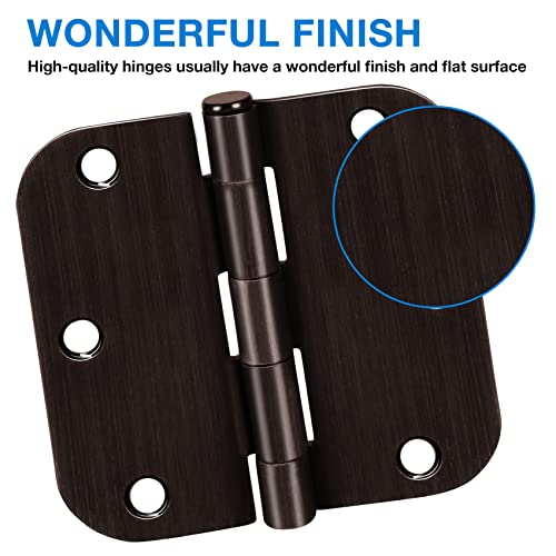 Image of 18 Pack Oil Rubbed Bronze Door Hinges 3.5 inch x 3 1 /2 Inch Black Brushed Interior Hinge Rounded 5 /8 inch Radius Corner 3 inchIron Residential Standard Bedroom Bifold Single Double Doors Hardware Kit