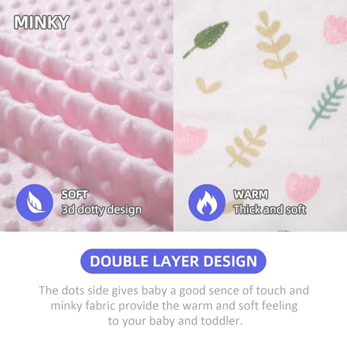 Image of Baby Nursery Bed Blankets Ultra Soft Double Layer Mini Blanket Minky Blanket Receiving Blankets Shower Gifts(Flower,45 * 60in)