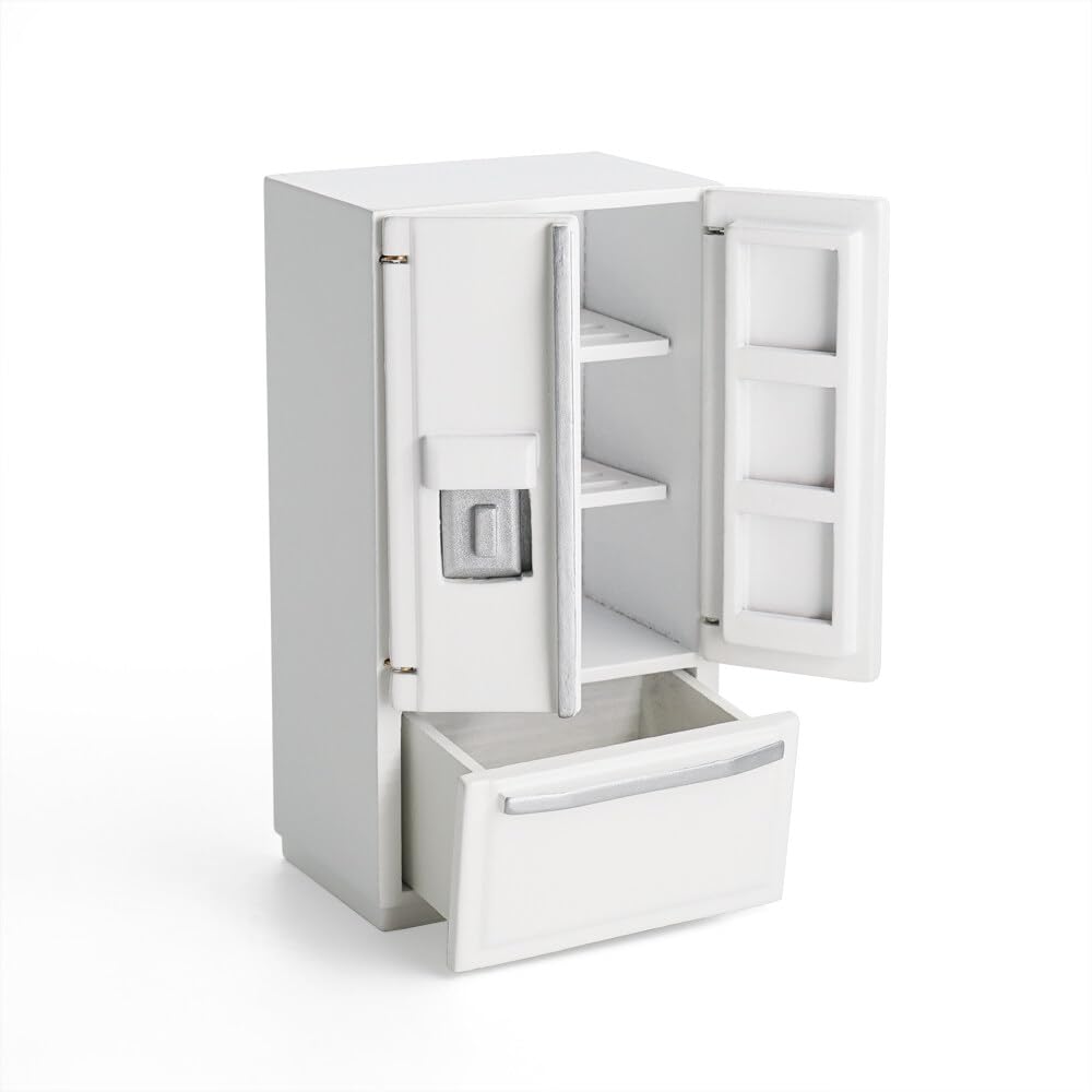 Odoria Miniature 1/12 Frigo - Accessoire Maison De Poupée, Meuble Cuisine Réaliste, Blanc, Dimensions 7,3x6x13,8 Cm